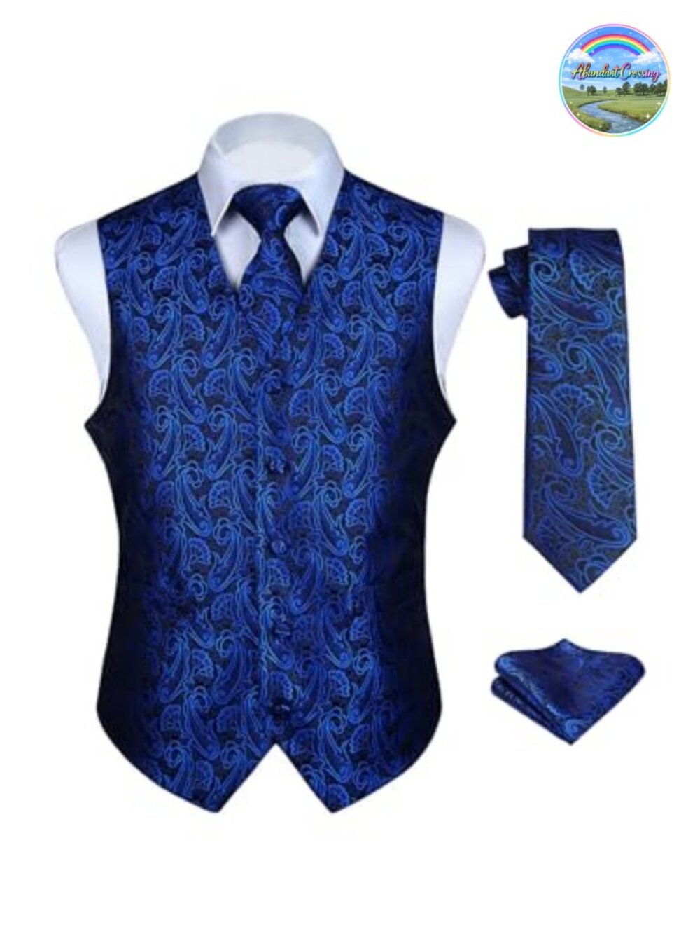 Mens 3PC Formal Paisley Jacquard Vest Tie Set Silk Blend Slim Fit